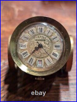 Vintage Art Deco Miniature ARNEX Brass CANON Mechanical BURGAN Watch Clock SWISS