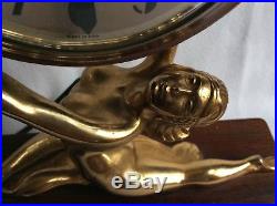 Vintage Art Deco Nude Golden Lady Woman Sessions Mastercrafters Clock Naked