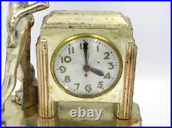 Vintage Art Deco Nude Lady Sessions Clock Brass Gold Tone 13