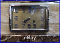 Vintage Art Deco Period Bronze & Marble Mantel Clock