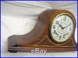 Vintage Art Deco Plymouth Tambour Camel Back Shelf/Mantle Chime Clock withKey