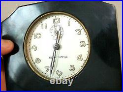 Vintage Art Deco Seth Thomas Black Catalin/Bakelite 1930's Working Alarm Clock