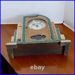 Vintage Art Deco Skyscraper Design Mantle Clock with Thermometer 8-Day withChime