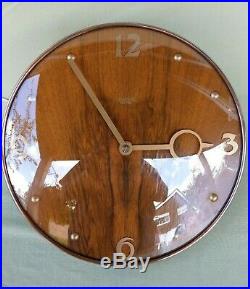 Vintage Art Deco Smiths Sectric 12 Wood & Copper Electric 240V Wall Clock