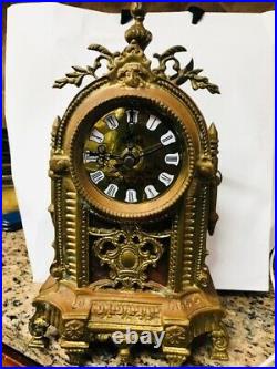 Vintage Art Deco Solid Brass/ Patina Bronze Clock (12) Gothic(Collectible)
