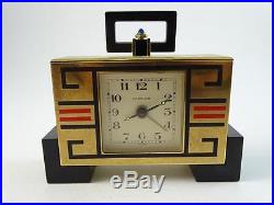 Vintage Art Deco Style Cartier Alarm Clock Pendulette Enamel Brass Battery Mini