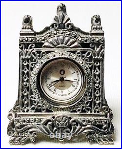 Vintage Art Deco Style Sterling Silver Marcasite Miniature clock