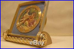 Vintage Art Deco Swiss Made IMHOF 15 Jewels 6 Day Hand Painted Alarm Clock
