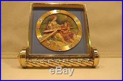 Vintage Art Deco Swiss Made IMHOF 15 Jewels 6 Day Hand Painted Alarm Clock