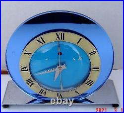 Vintage Art Deco Telechron 1935-1939 Blue Glass Clock