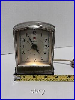 Vintage Art Deco Telechron 711 1930's Telalarm Lighted Clock Works Read