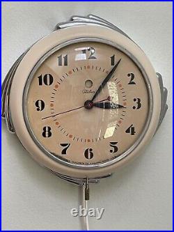 Vintage Art Deco Telechron Stewardess Kitchen Wall Clock 2H09 Restored WWII