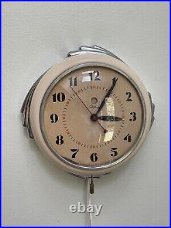 Vintage Art Deco Telechron Stewardess Kitchen Wall Clock 2H09 Restored WWII