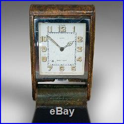 Vintage Art Deco Travel Clock, Franco-Swiss, 8 Day, Jaeger LeCoultre, Asprey