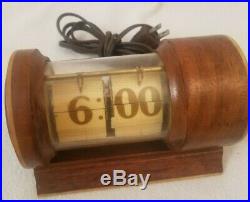 Vintage Art Deco Wood Flip Clock Numerical Flipclock Number Electric Antique