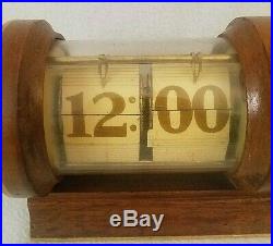 Vintage Art Deco Wood Flip Clock Numerical Flipclock Number Electric Antique