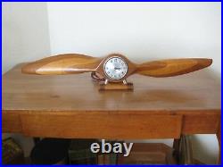 Vintage Art Deco Wood Propeller Desk Clock (Waltham Electric)