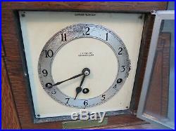 Vintage Art Deco wooden Garrard mantle clock with balance & Westminster chimes
