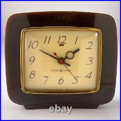 Vintage Bakelite General Electric Clock Art Deco Brown Swirl SOLD AS IS BB650