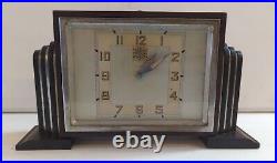 Vintage Bayard Art Deco Brown Bakelite Alarm Clock Working Made in France