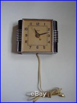 Vintage Black Hammond Synchronous Stewardess Working Wall Clock Art Deco