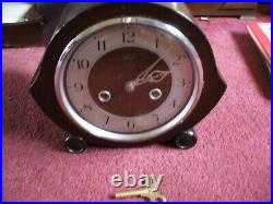 Vintage British Smiths / Enfield Art Deco 8 Day Striking Mantle Clock 1 V G C
