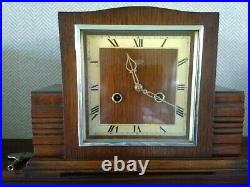Vintage British Smiths / Enfield Art Deco 8 Day Striking Mantle Clock 3 V G C