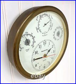 Vintage Brookstone Traditional Brass Weather Station Wall Mount Clock