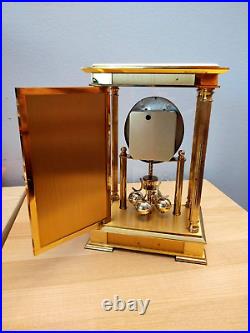 Vintage Bulova Heavy Solid Brass Quartz Mantle Desk Shelf Clock Germany Rare