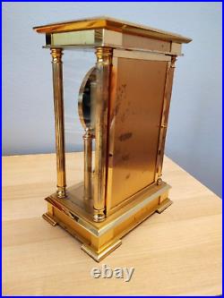 Vintage Bulova Heavy Solid Brass Quartz Mantle Desk Shelf Clock Germany Rare