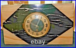 Vintage Calacatta Black Marble And White Onyx Stone Clock