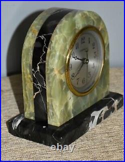 Vintage Caldwell Inlaid Marble & Onyx Art Deco Clock