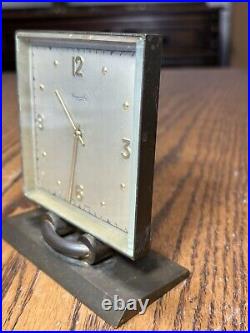 Vintage Chelsea Swiss Boston Square Brass Heavy Art Deco Desk Clock Grogan Co