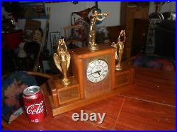 Vintage Clock Lanshire Hunters Gun Trophy Clock Art Deco 15 Mantel Works
