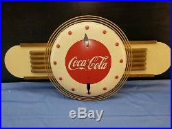 Vintage Coca-Cola 1940s Art Deco Electric Clock Coke