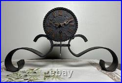 Vintage Cool Brutalist Style German Clock Heavy Metal Art Deco Needs Pendulum