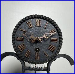 Vintage Cool Brutalist Style German Clock Heavy Metal Art Deco Needs Pendulum