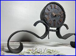 Vintage Cool Brutalist Style German Clock Heavy Metal Art Deco Needs Pendulum