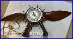 Vintage Electric Clock Wooden Sea Plane