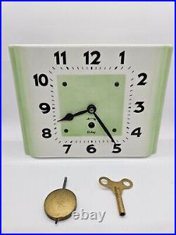 Vintage Enfield Art Deco Porcelain 8 Day Wall Pendulum Clock Kitchen Clock WORKS