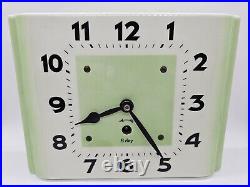 Vintage Enfield Art Deco Porcelain 8 Day Wall Pendulum Clock Kitchen Clock WORKS