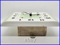 Vintage Enfield Art Deco Porcelain 8 Day Wall Pendulum Clock Kitchen Clock WORKS