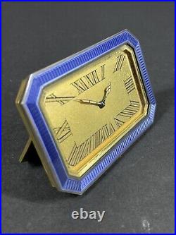 Vintage French Art Deco Blue Enamel 8 Sided Clock
