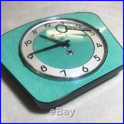 Vintage French Bayard Clock Fully Working Art Deco Aqua Wall Clock With Key