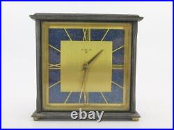 Vintage GUBELIN Desk Clock in Gold Tones w Lapis Luzuli Background 3.5 x 3.5