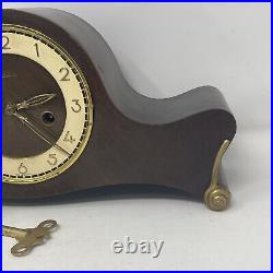 Vintage German Heco Henry Coehler Wooden Mantel Clock Working, Art Deco Clock