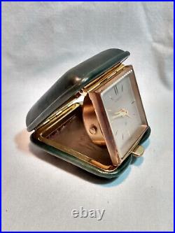 Vintage Green Leather Tiffany & Co 8 Day Wind-up Travel Alarm Clock By Angelus