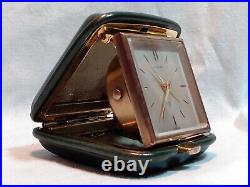 Vintage Green Leather Tiffany & Co 8 Day Wind-up Travel Alarm Clock By Angelus