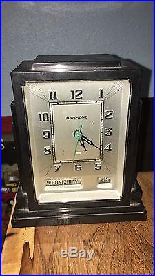 Vintage Hammond Art Deco Mantle Clock With Bakelite Case