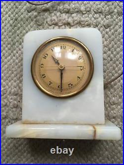Vintage Hammond Clock Art Deco Onyx Mantle Whitehall Synchronous Electric Runs